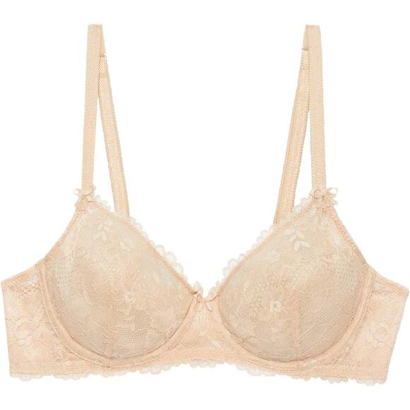 Savage X Fenty Floral Lace Unlined Bra in Honey Nude Size 36DD - Picture 2 of 5